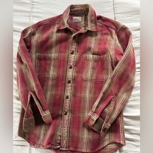 SOLD St. John's Bay Red and Brown Plaid Shirt Vintage Brawny Corduroy Used